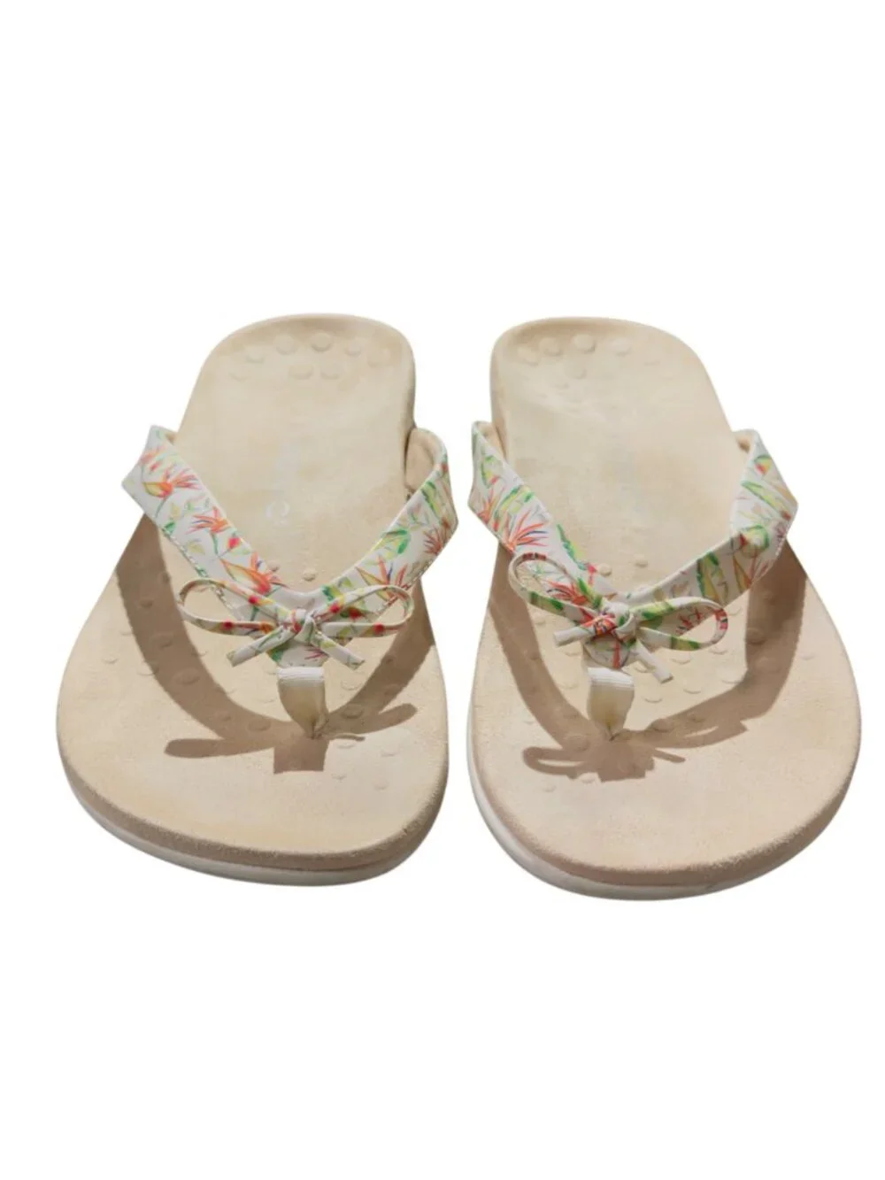 Vionic Bella Ii Womens Floral Orthotic Sandals Size 12 Wide Beige & Multicolor